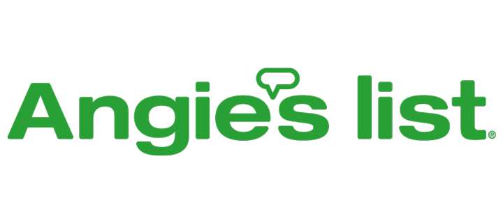 Angie's List logo with green text and a speech bubble graphic.