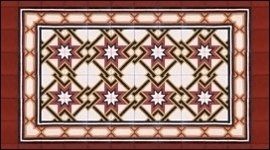 una piastrella di color rosso e avorio