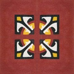 una piastrella di color rosso, giallo e nero