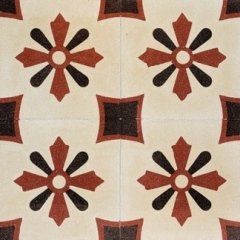 delle piastrelle di color bianco con i disegni di fiori di color marrone e nero