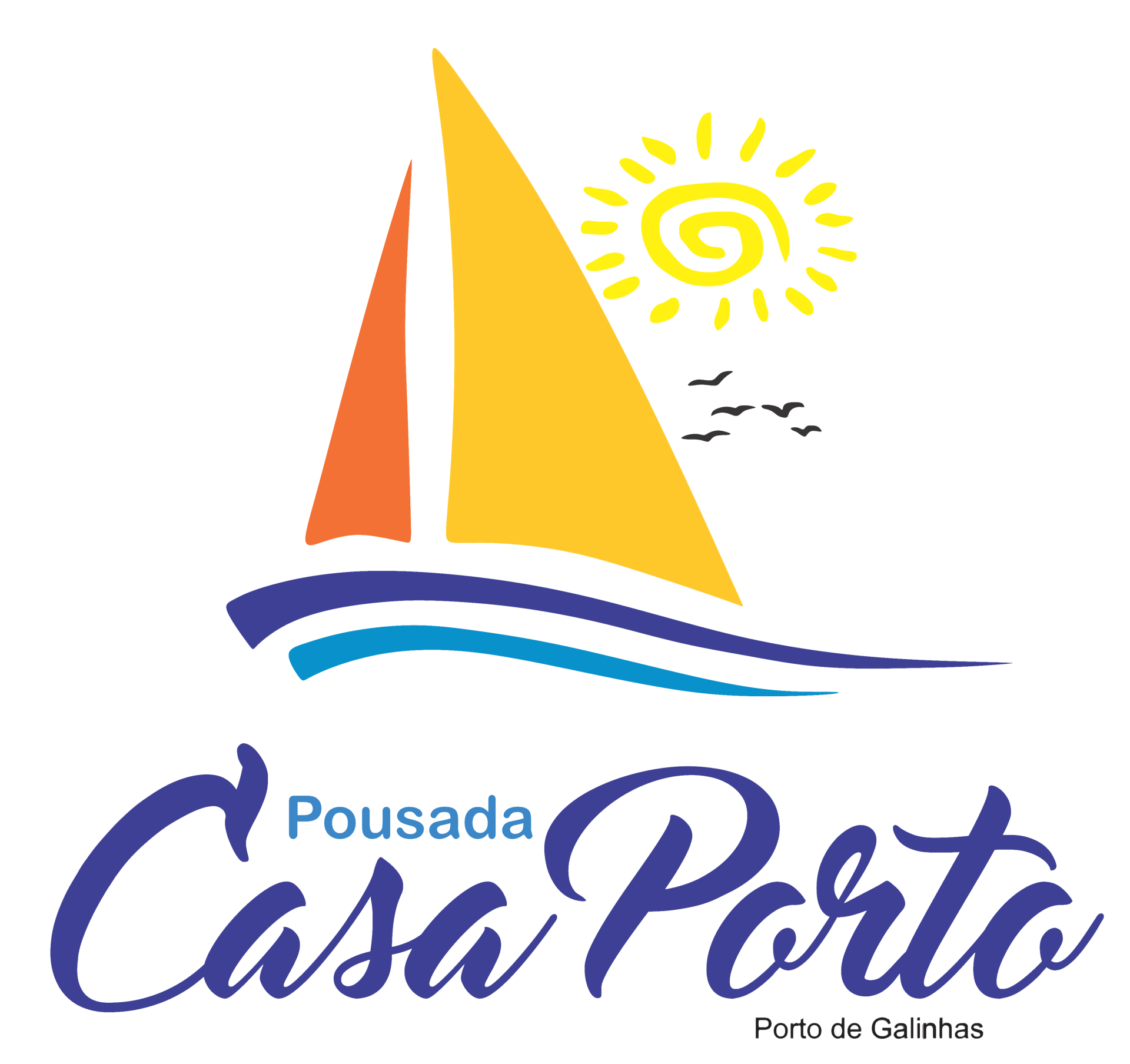 Um logotipo para casa porto com um veleiro e sol