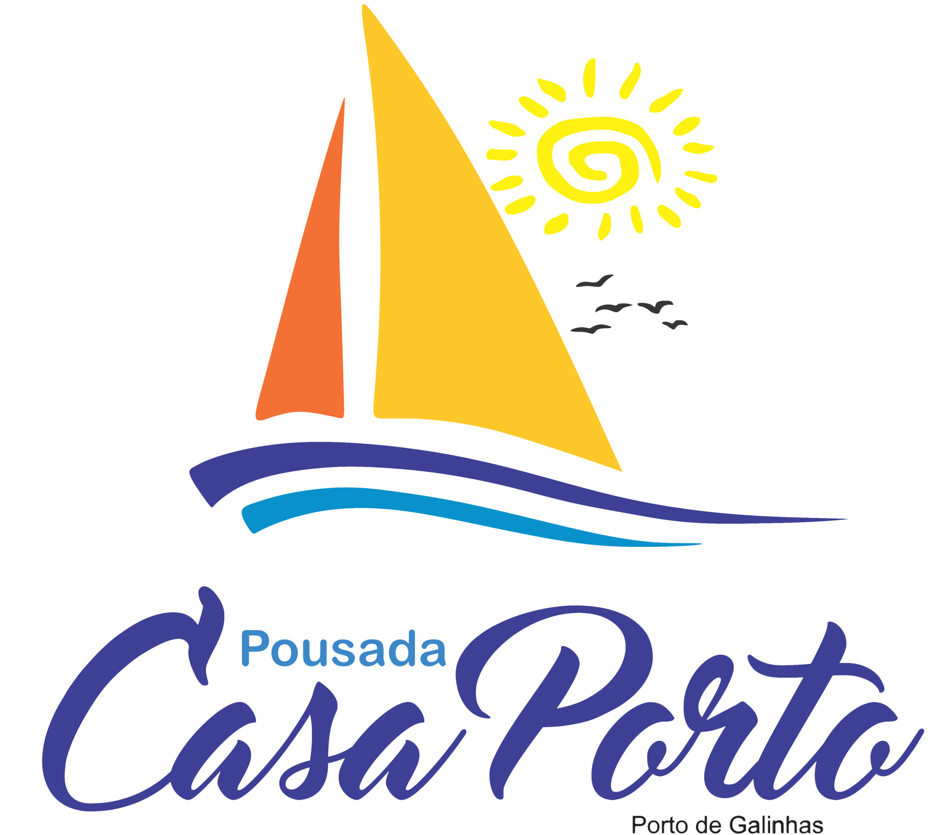 Um logotipo para casa porto com um veleiro e sol