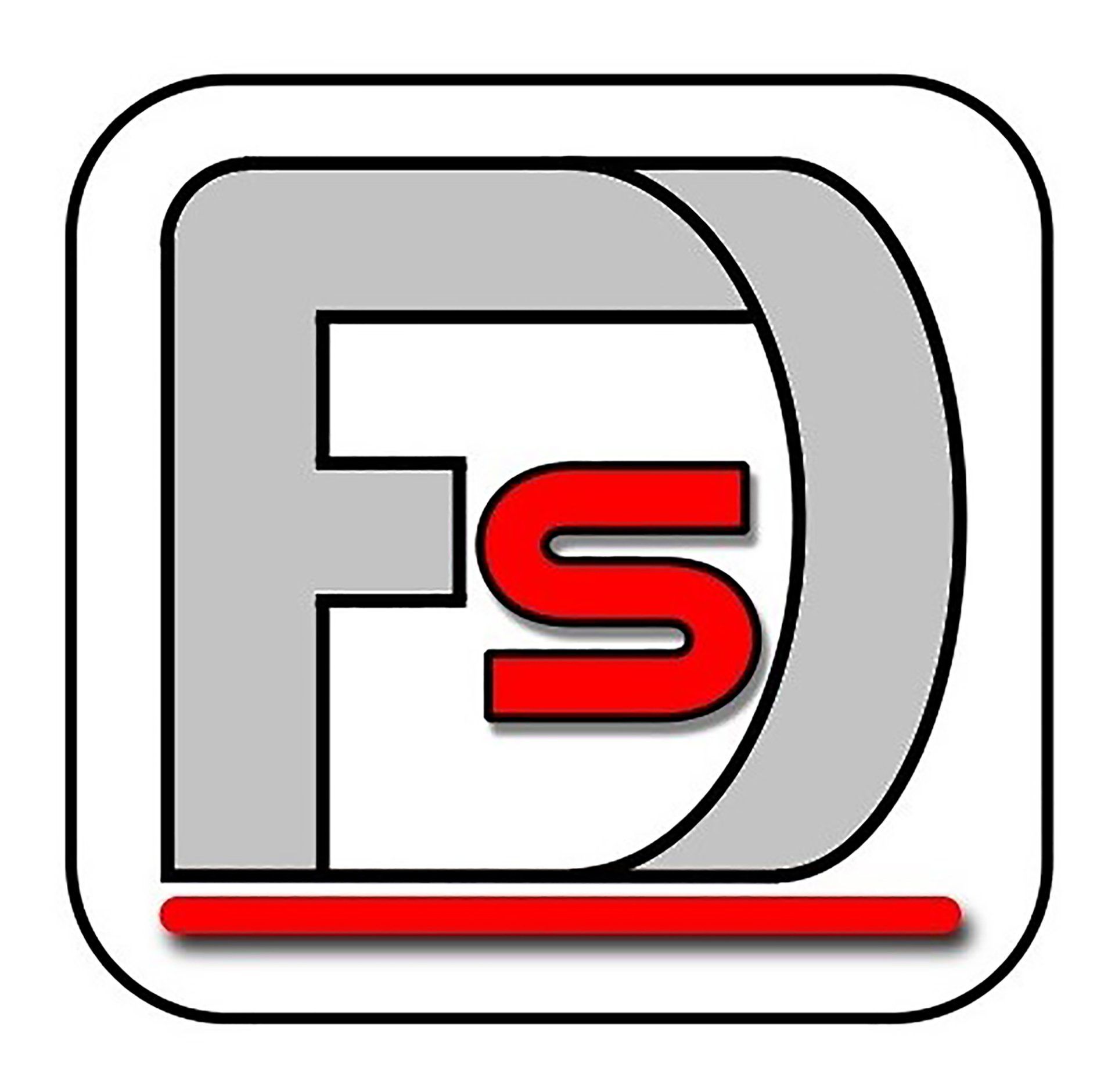 Black, gray, and red FS logo inside a rounded square with a red underline
