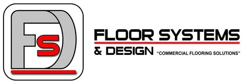 Floor Systems & Design logo with stylized FS letters in black, red, and gray on a white background