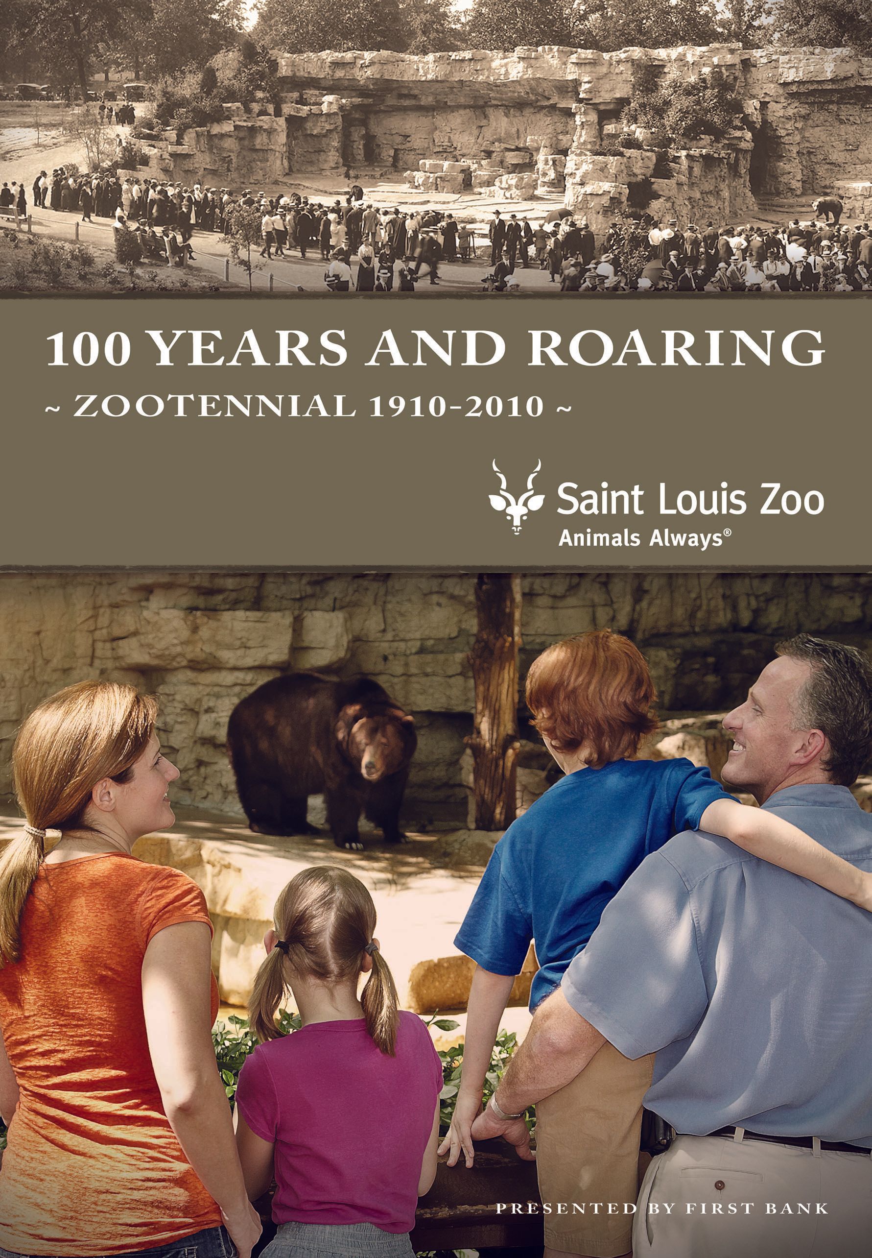 A family looking at a bear at the saint louis zoo