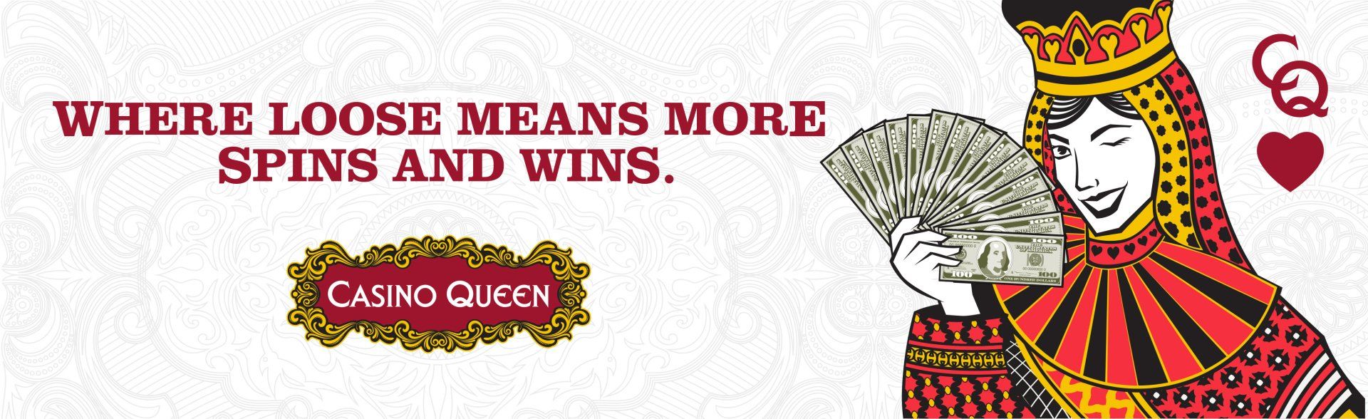 A playing card with a quote that says where loose means more spins and wins