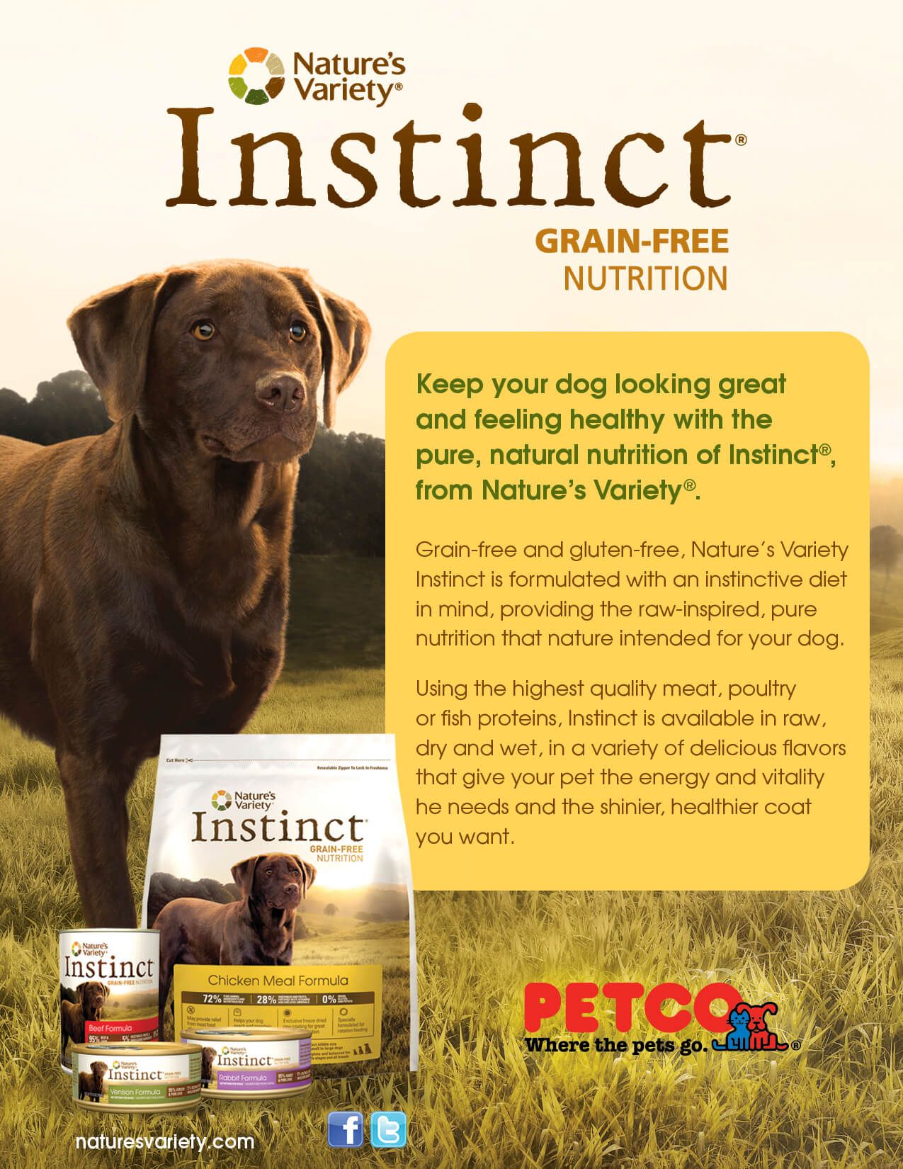 A poster for nature 's variety instinct grain free dog food