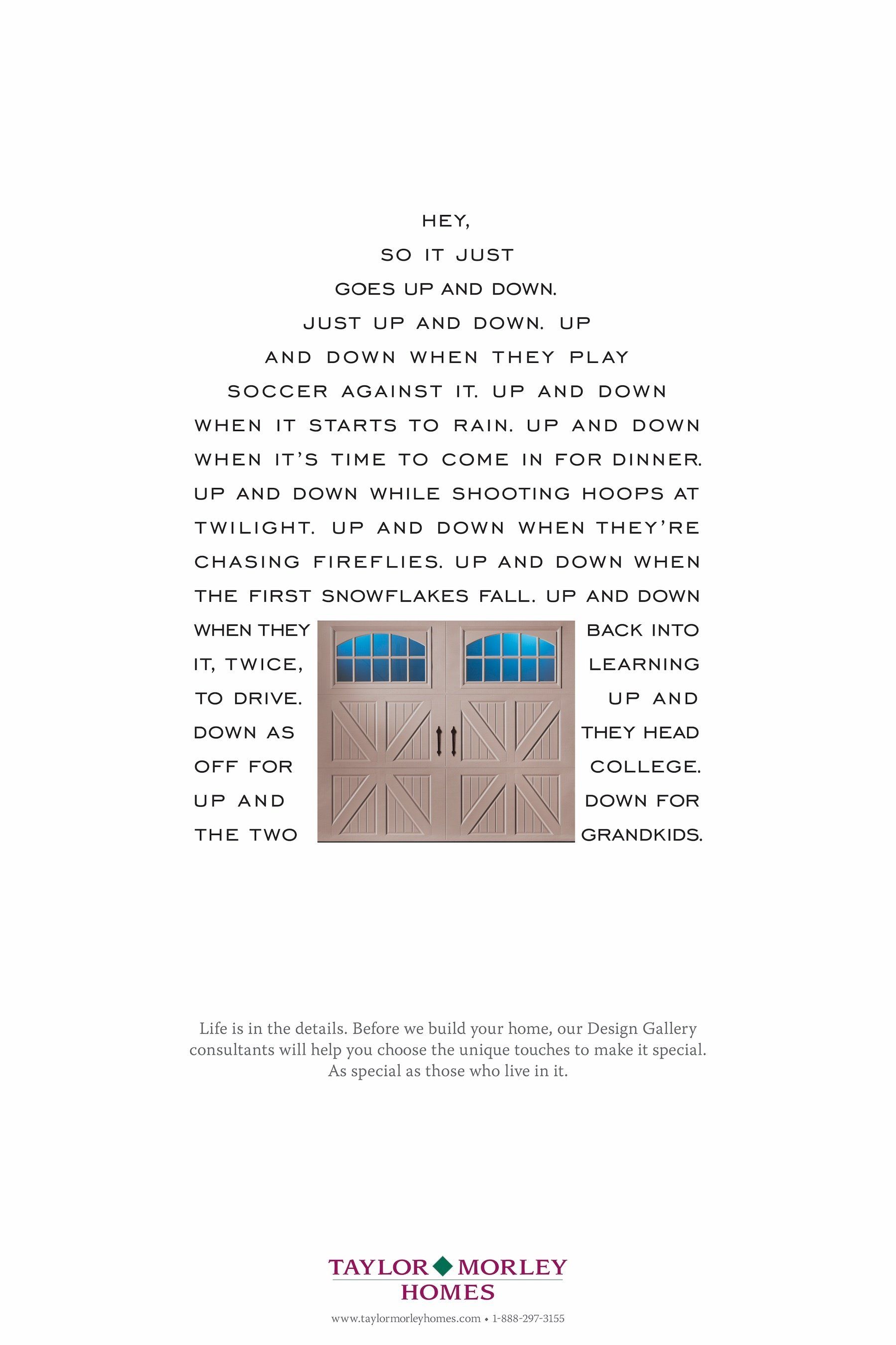 A picture of a garage door with a lot of text on it.
