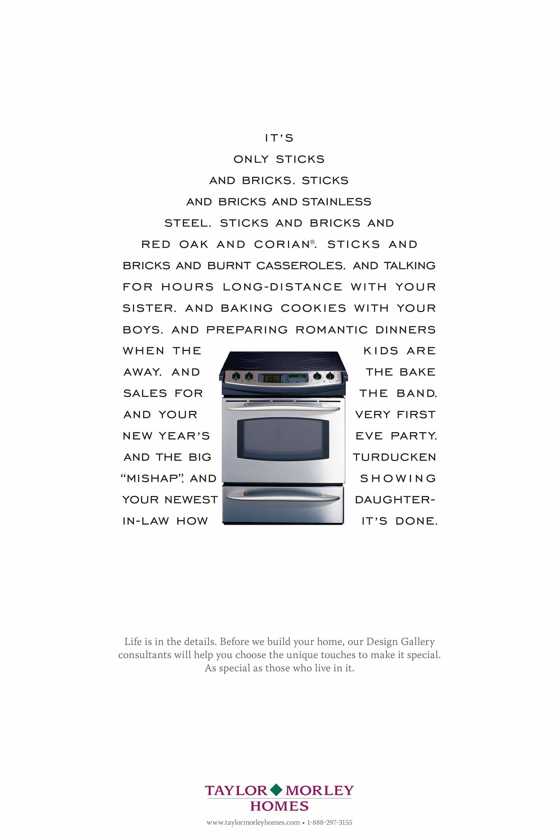 An advertisement for a stove with a lot of text on it.