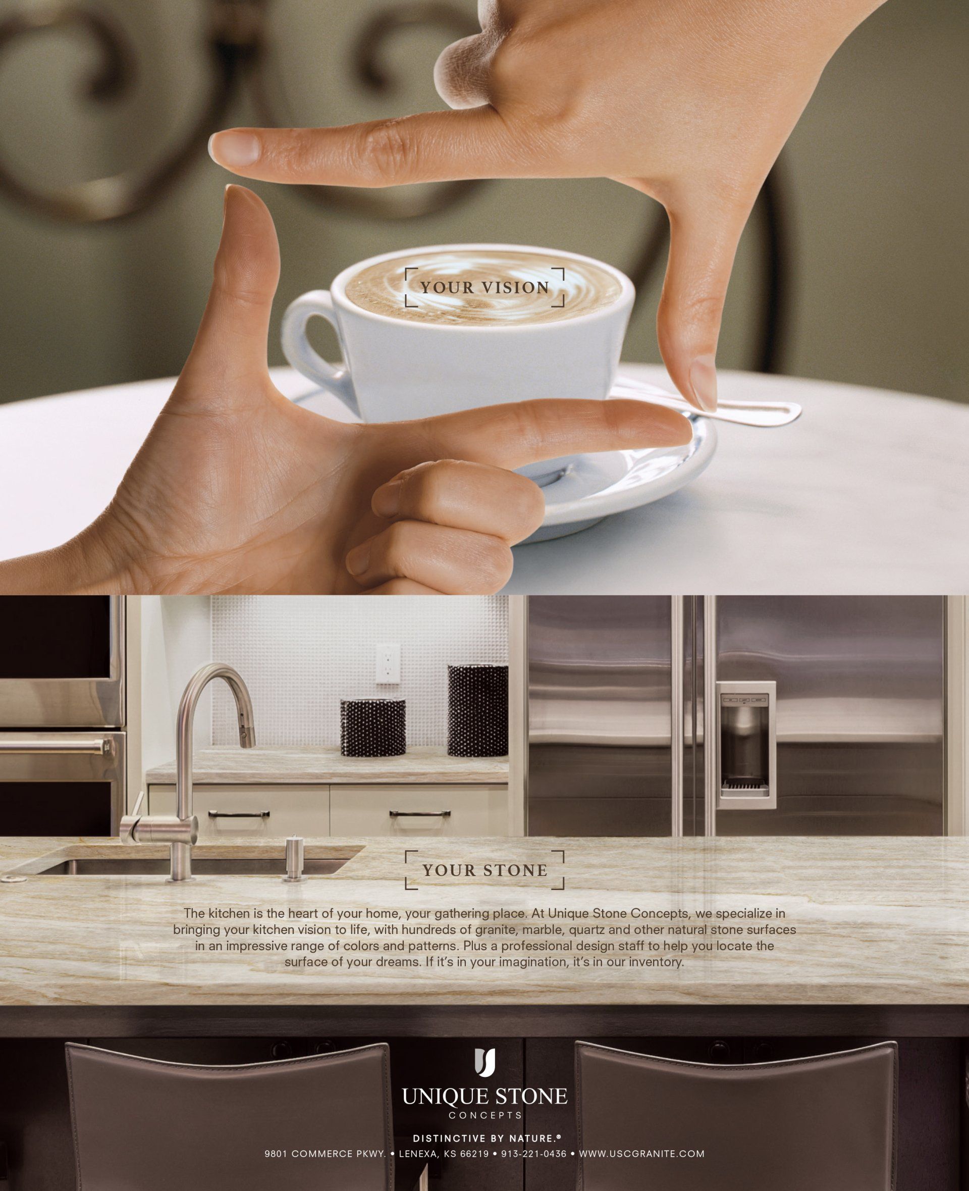 A person is making a frame with their fingers around a cup of coffee