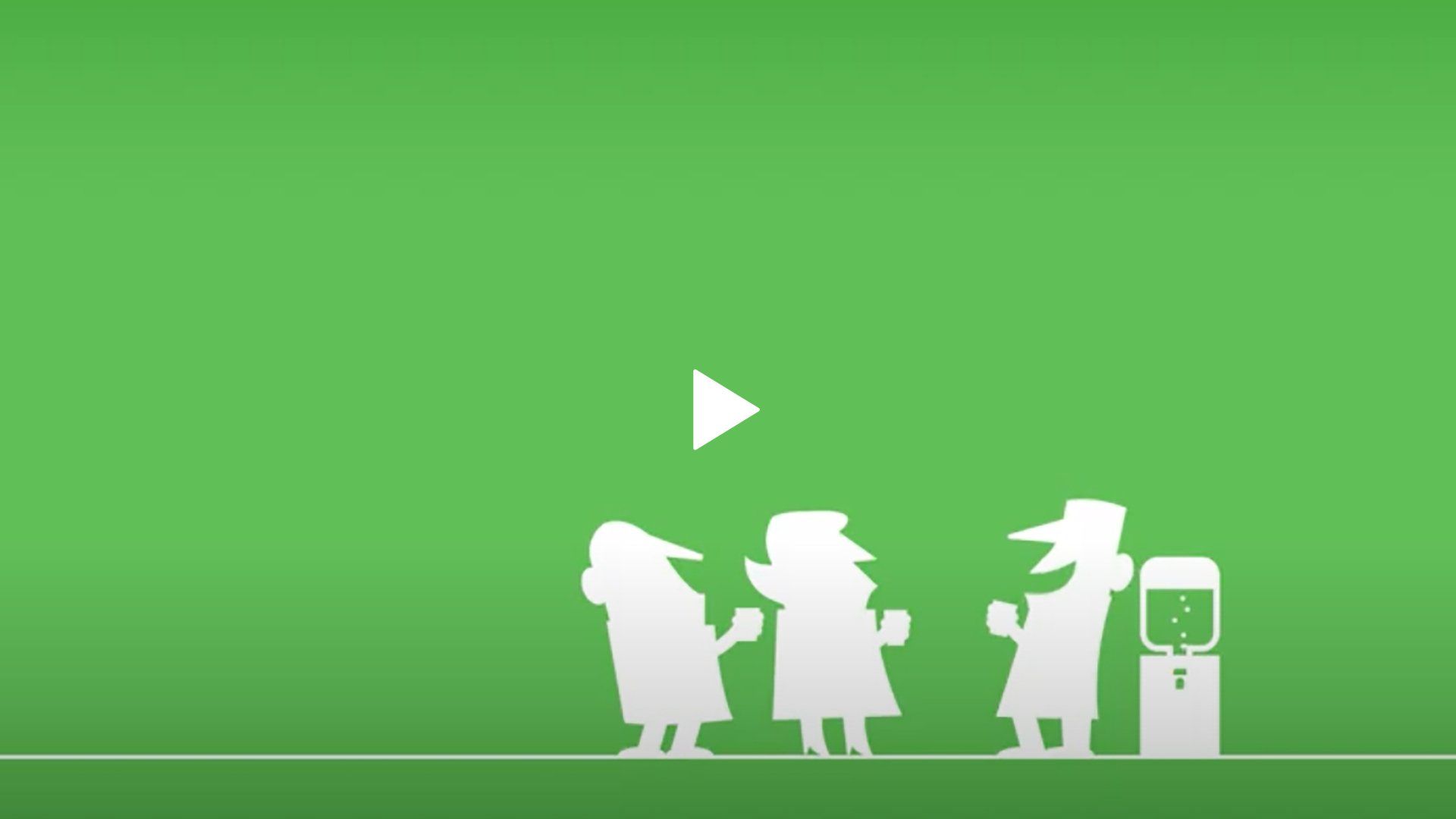 A group of people standing next to each other on a green background.