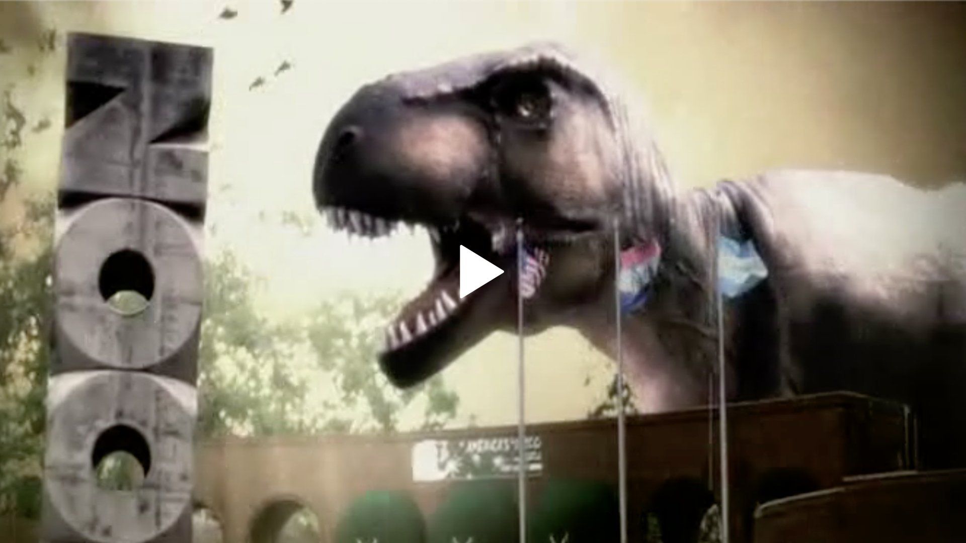 A dinosaur is standing in front of a sign that says cnbc
