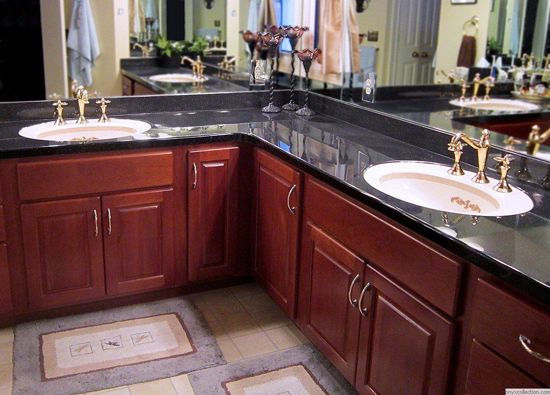 onyx collection dark bathroom counter double sink
