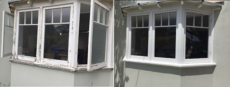 before and after window restoration and repair