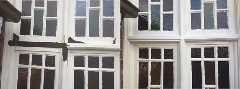 before and after window painting and restoration