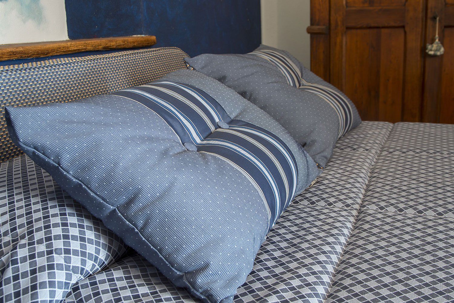 Biancheria da letto a righe blu