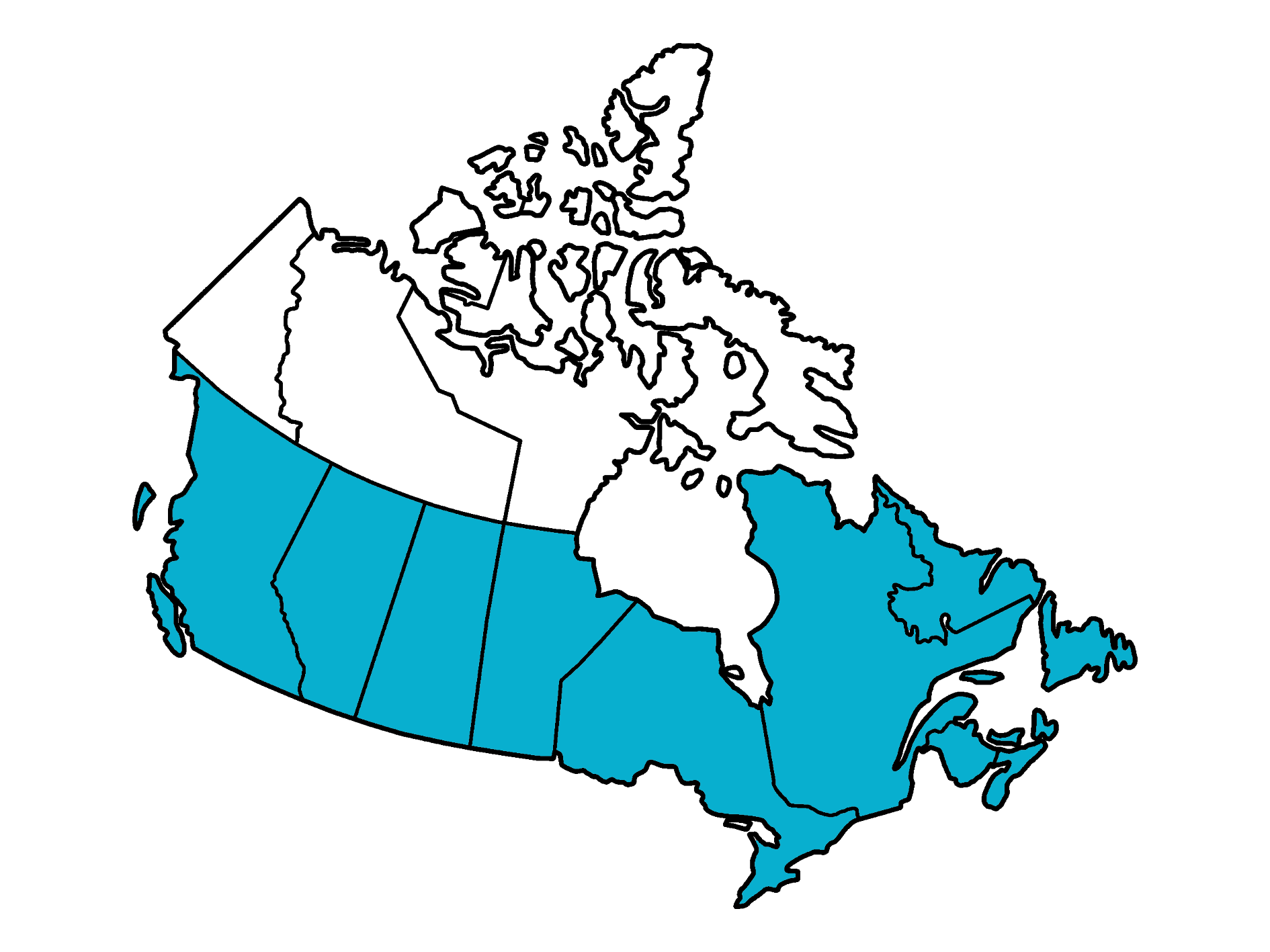 A map of canada is shown in blue and white on a white background.