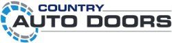A logo for country auto doors with a circle in the middle.
