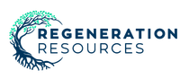 Regeneration Resources logo with blue and teal tree icon and text on white background