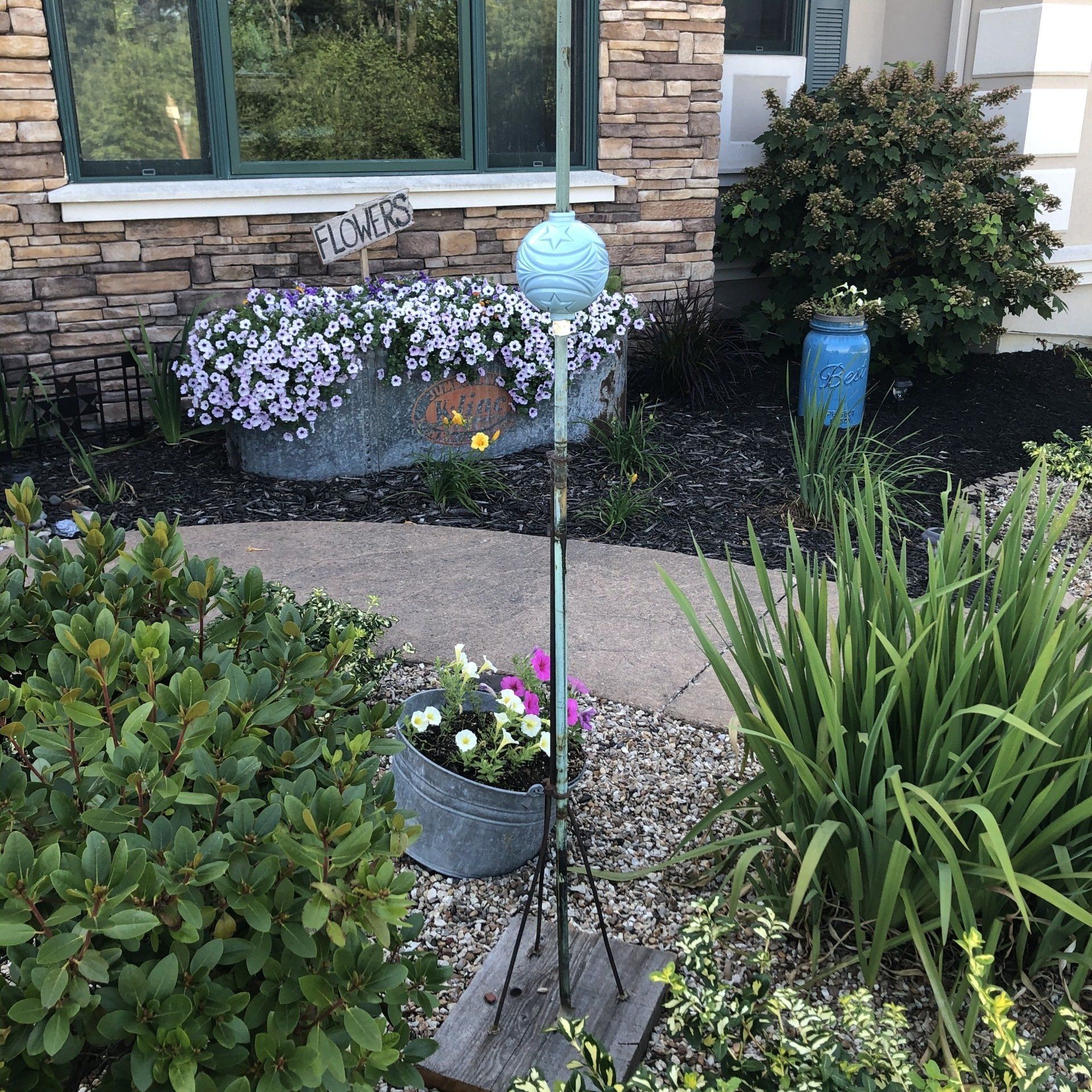 circa 1910 -1920 Moon and Star in Blue Milk Glass from the Goshen Lightning Rod Company, Goshen, IN