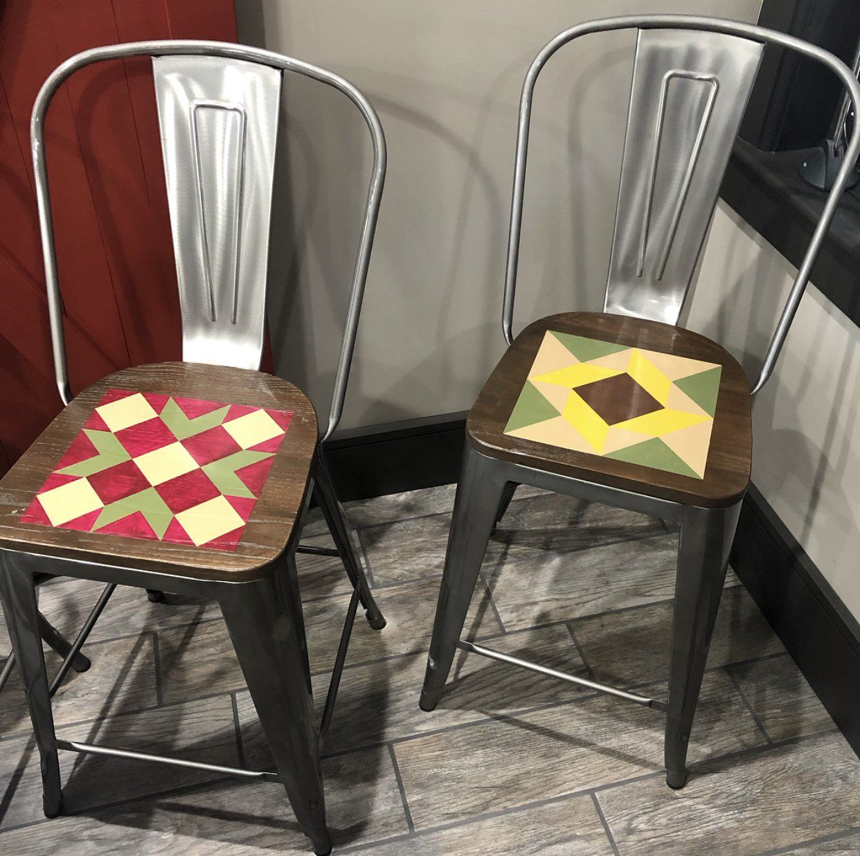 Two finished chairs up close.
