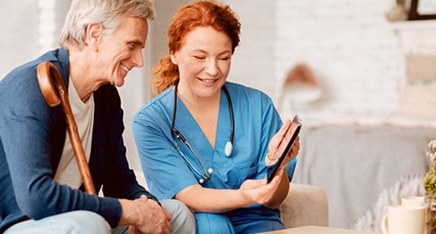  Female doctor helping patient