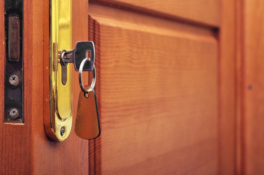 key in keyhole with blank label