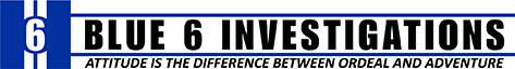 Logo for Blue 6 Investigations with the tagline 