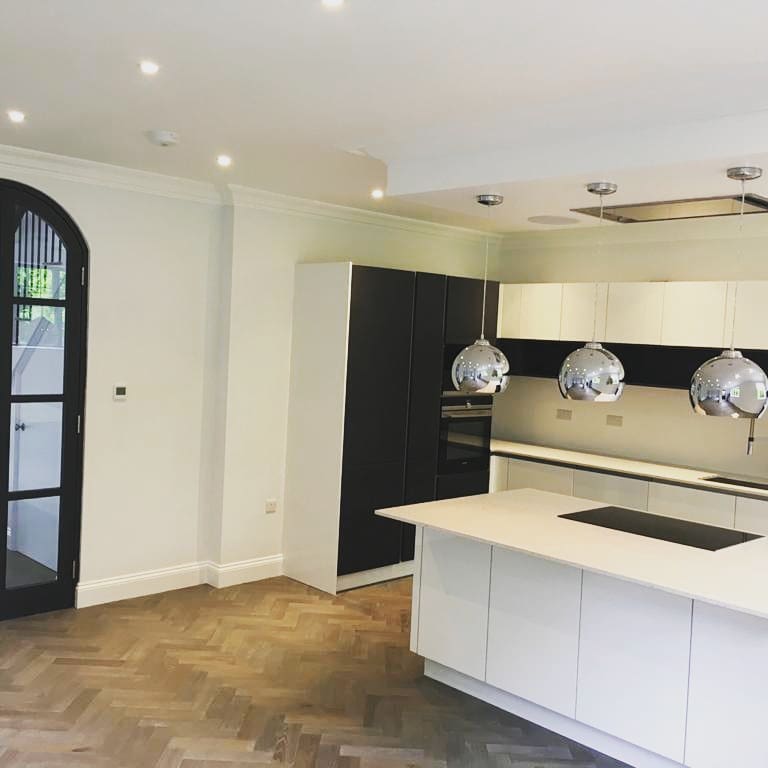 kitchen design with wooden flooring