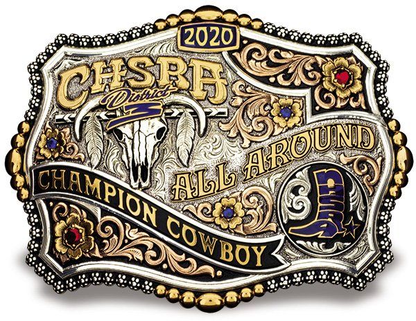 Tri-Plated Finish CHSRA CA High School Rodeo Association All Around Champion Cowboy NHSRA District 3 trophy award buckle