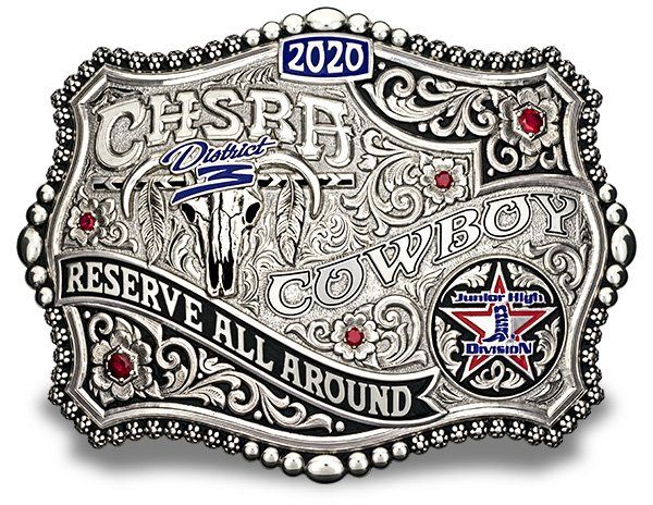 Silver Plated Finish CHSRA District 3 Reserve All Around Cowboy Award Buckle Junior High Division NHSRA