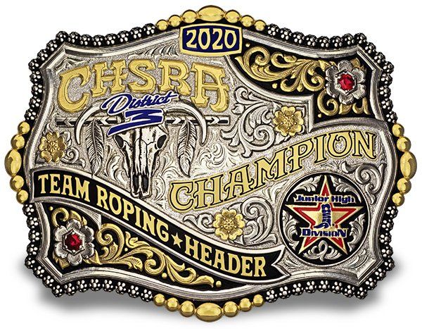 Silver & Gold Plated Finish CHSRA California High School Rodeo Team Roping Header Champion Junior High NHSRA Trophy Award Buckle