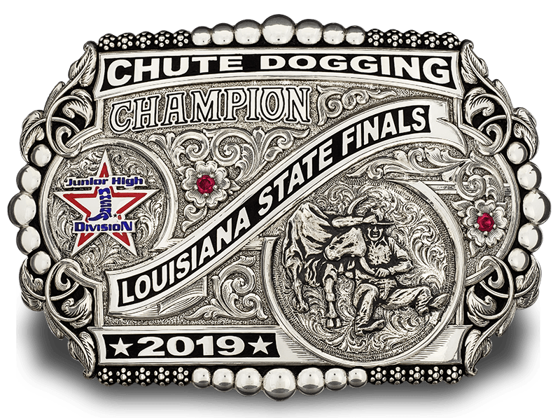 Lousiana State Finals NHSRA Junior High Chute Dogging Award Buckle