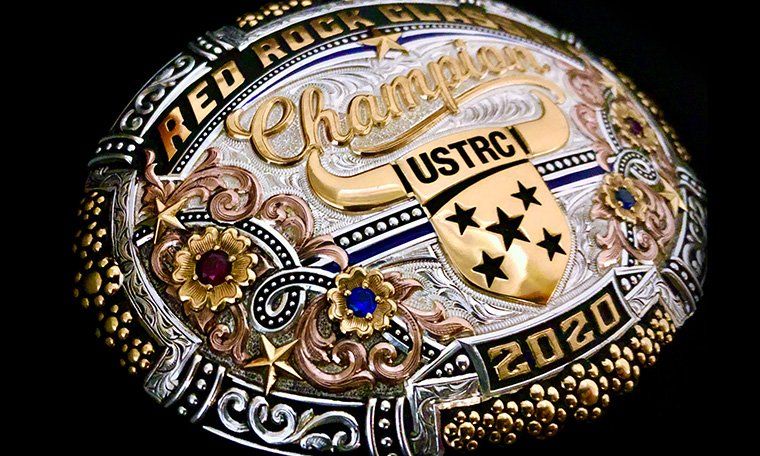 USTRC Red Rock Classic Buckle USTRC United States Team Roping Championships WSTR Red Rock Classic Champion Trophy Buckle