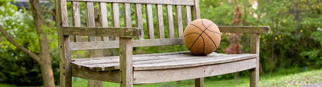 basketball on bench