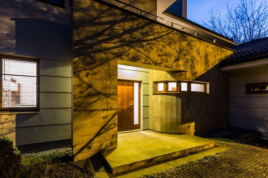 house with lights on
