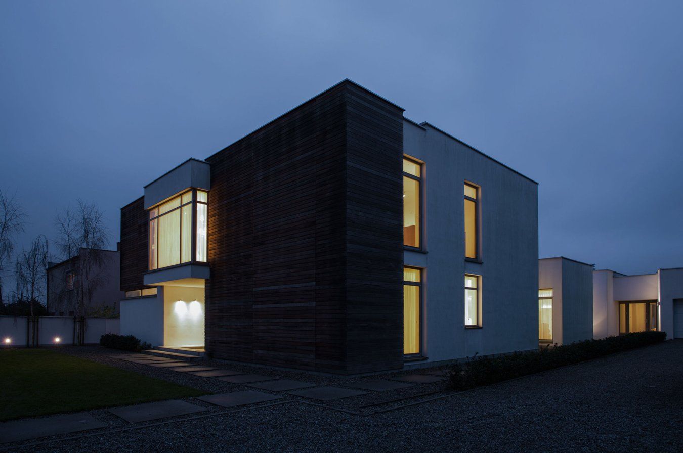 house with lights on
