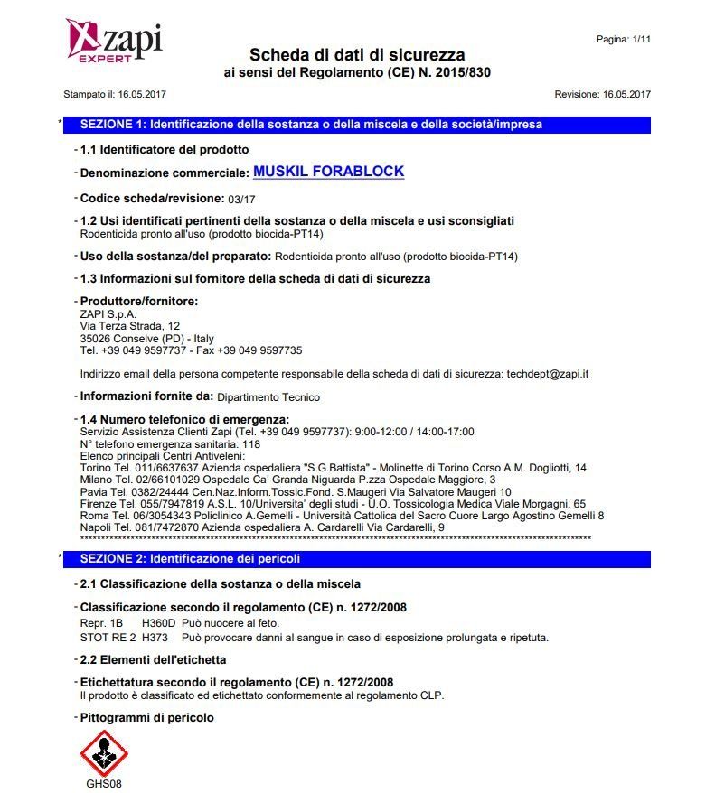 RODENTICIDA MUSKILL FORABLOCK - ZAPI - 16.5.17