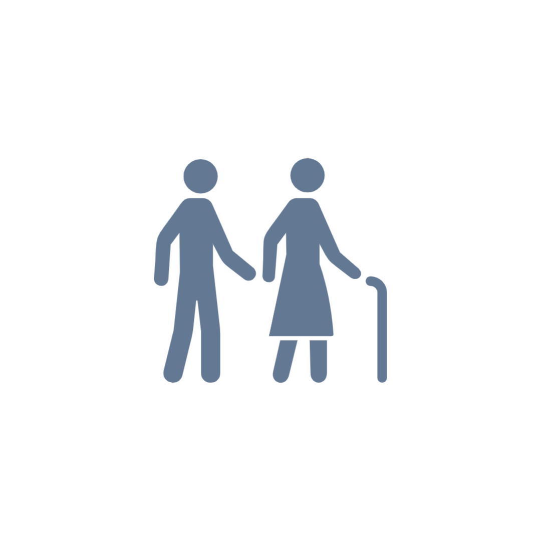 A man and a woman are standing next to each other with a cane.