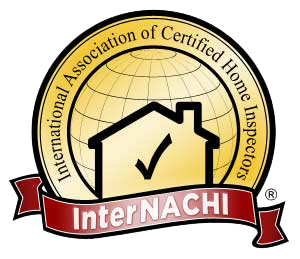 InterNACHI logo: gold emblem with a house and checkmark, encircled by text, with a red banner.