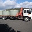 flat bed loaded with silos