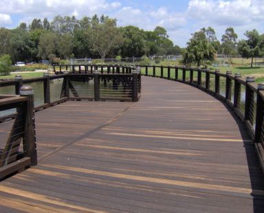 timber yard and boardwalk