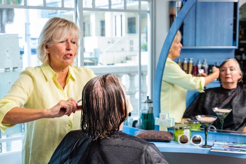 Elder Woman Having Hair Treatment — Fort Myers, FL — Rumours Hair Design