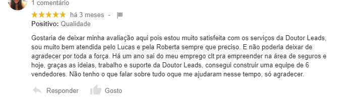 outra imagem de comentário positivo no Google meu negócio