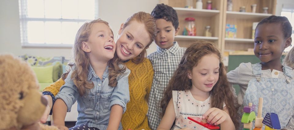 children with their staff