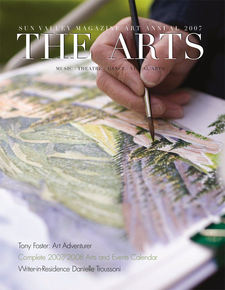 Fine art, editorial, Tony Foster, artist, detail, watercolor, sun valley magazine article