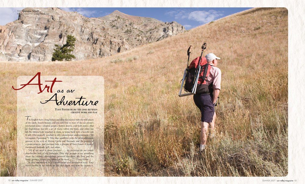 Fine art, editorial, Tony Foster, artist, detail, watercolor, sun valley magazine article