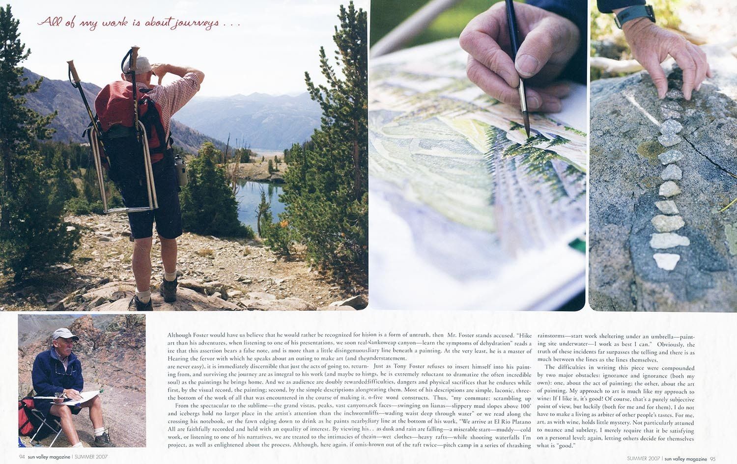 Fine art, editorial, Tony Foster, artist, detail, watercolor, sun valley magazine article