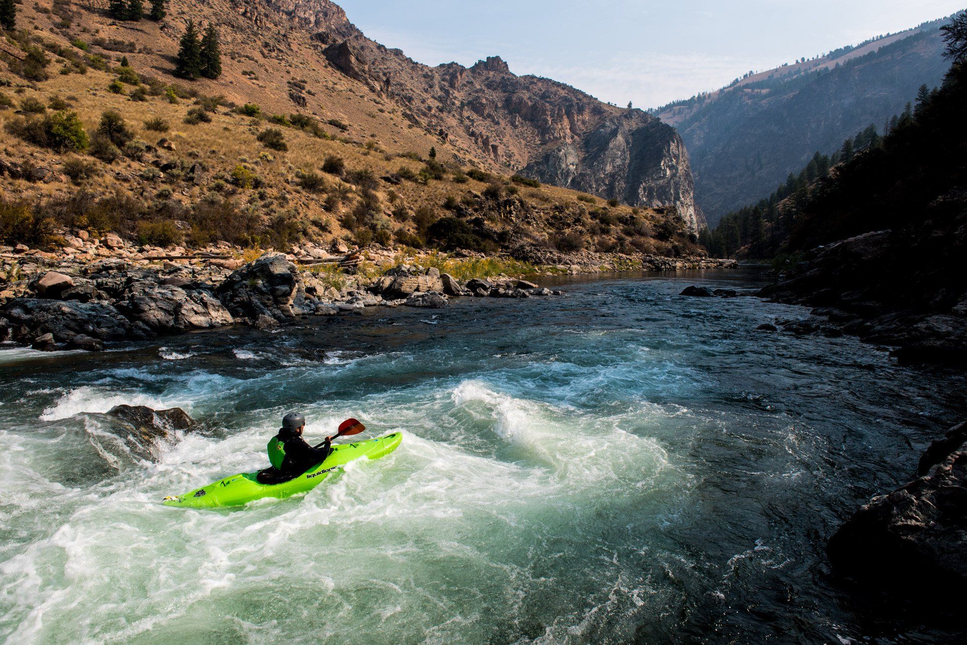 Whitewater kayaking rapids