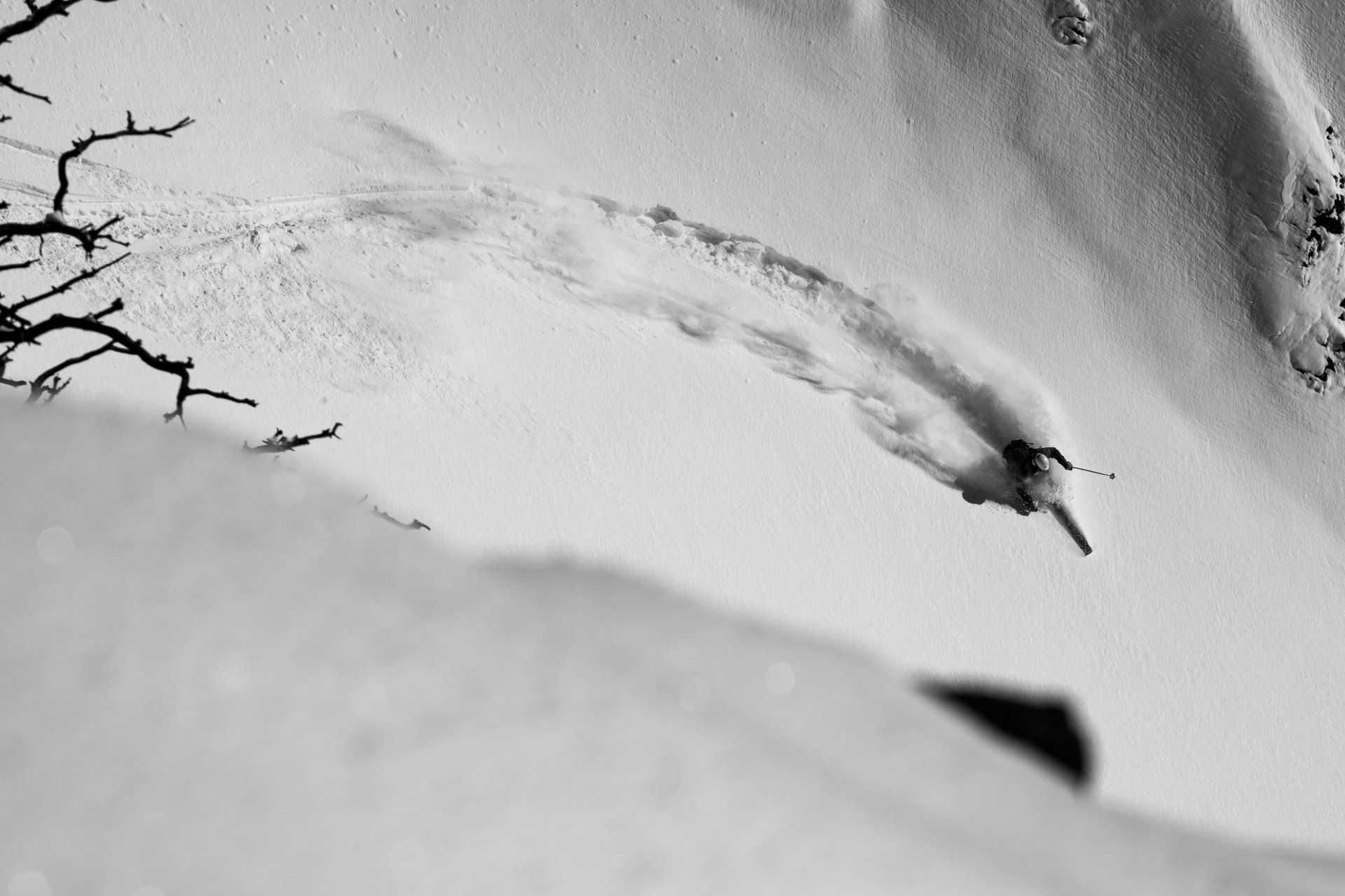 Backcountry telemark skiing powder